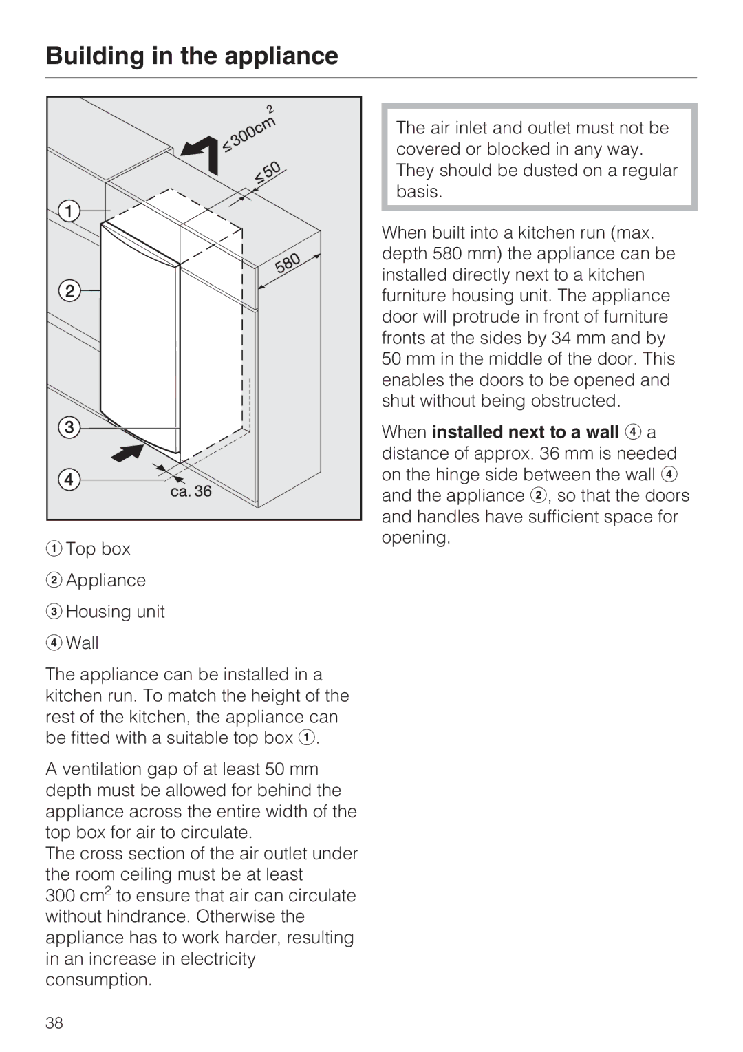 Miele FN 12220 S, FN 12420 S, FN 12620 S installation instructions Building in the appliance 