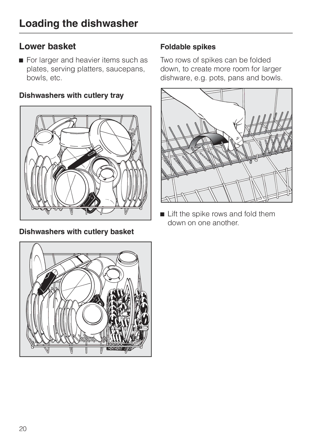 Miele G 1180 manual Lower basket 