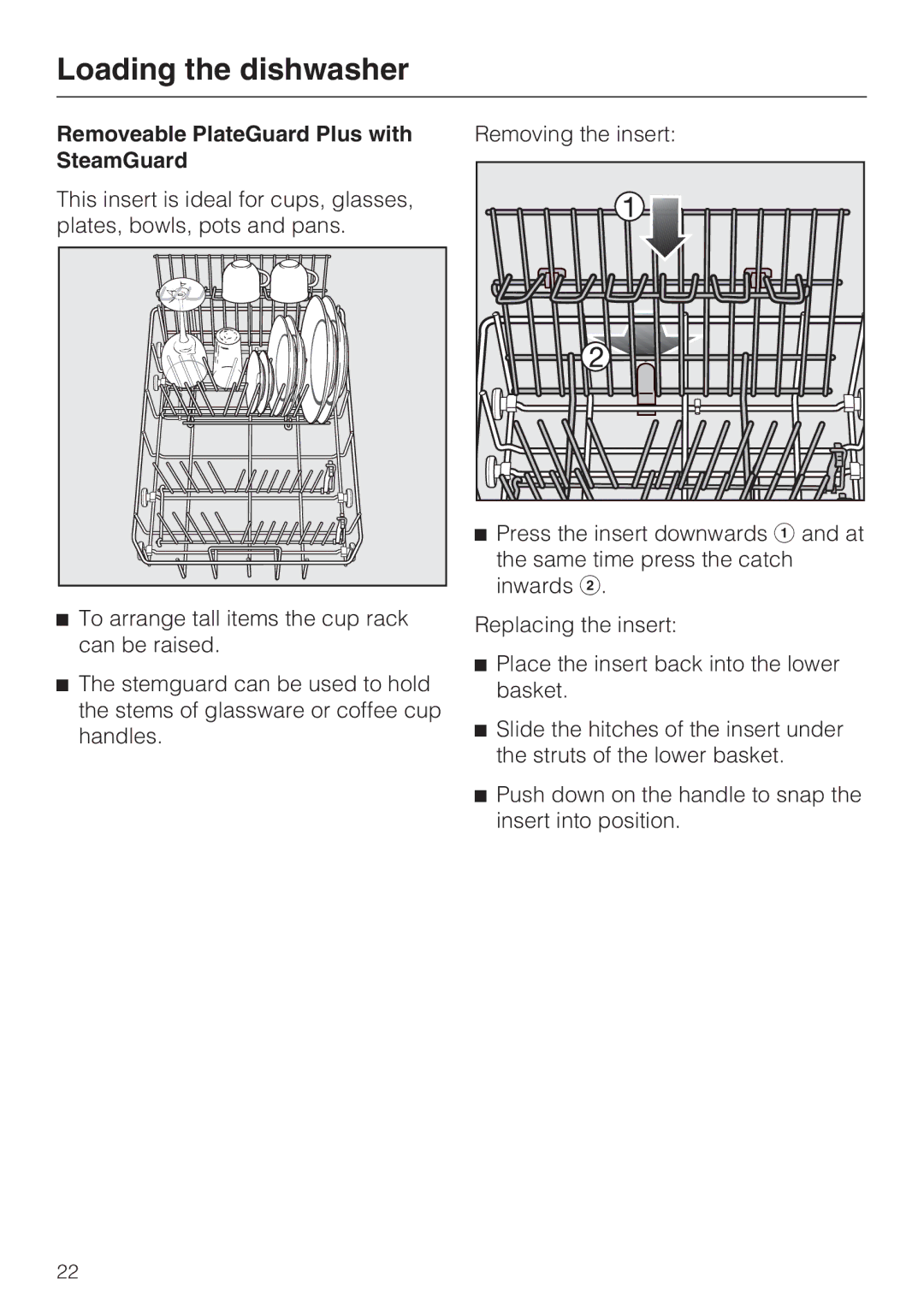 Miele G 1202 manual Removeable PlateGuard Plus with SteamGuard 