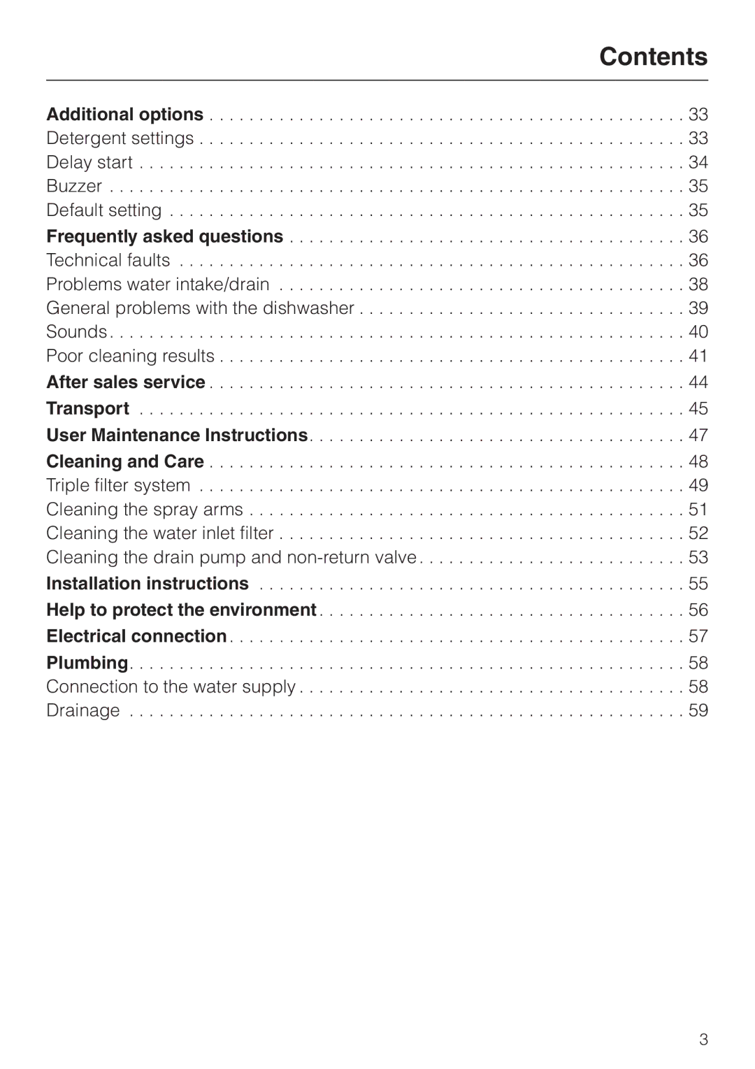 Miele G 2470, G 1470 manual Contents 