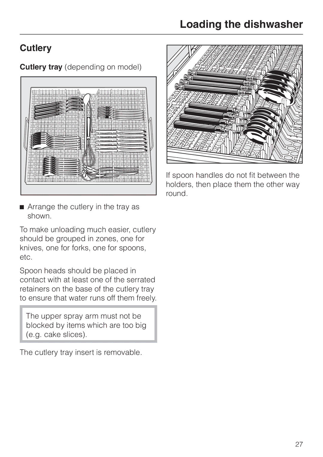 Miele G 1XXX manual Cutlery 