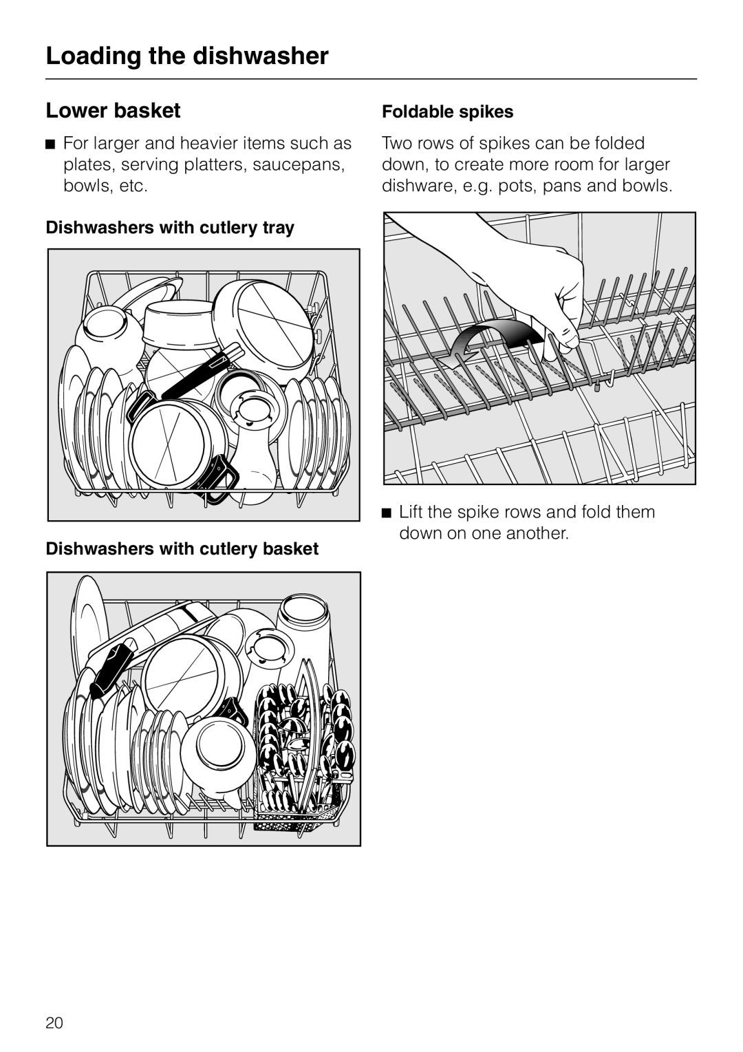 Miele G 2020 manual Lower basket 