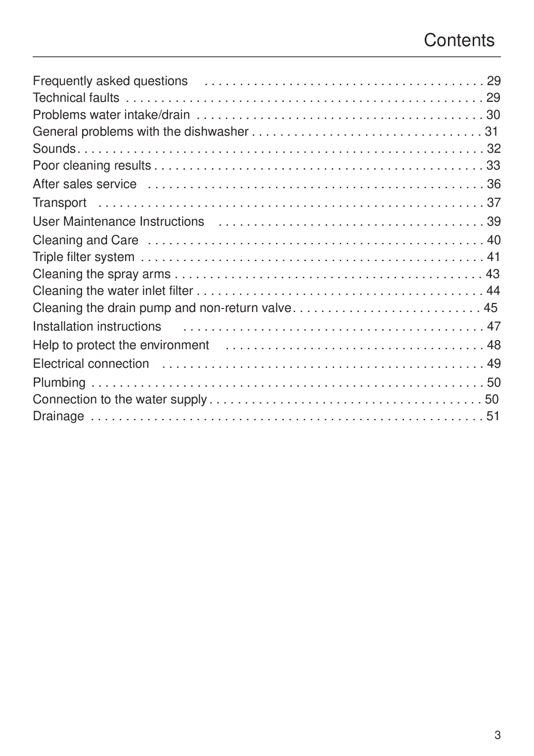 Miele G 2120 manual Contents 