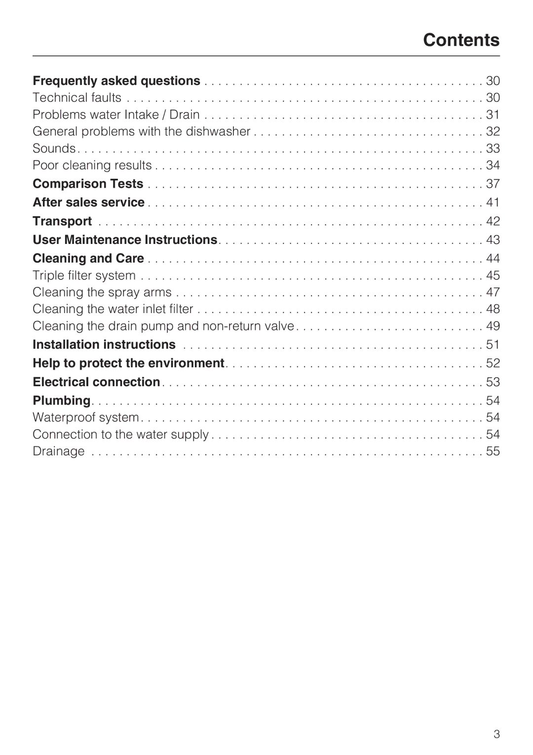 Miele G 2141 manual Contents 