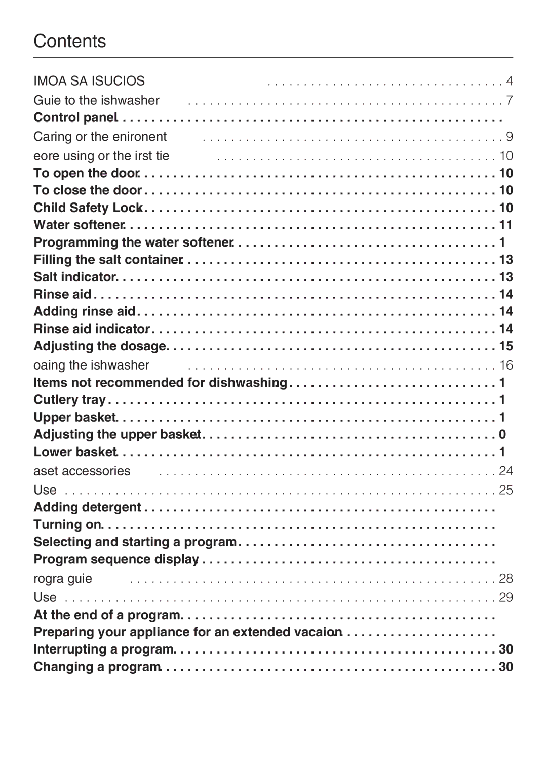 Miele G 2143 manual Contents 