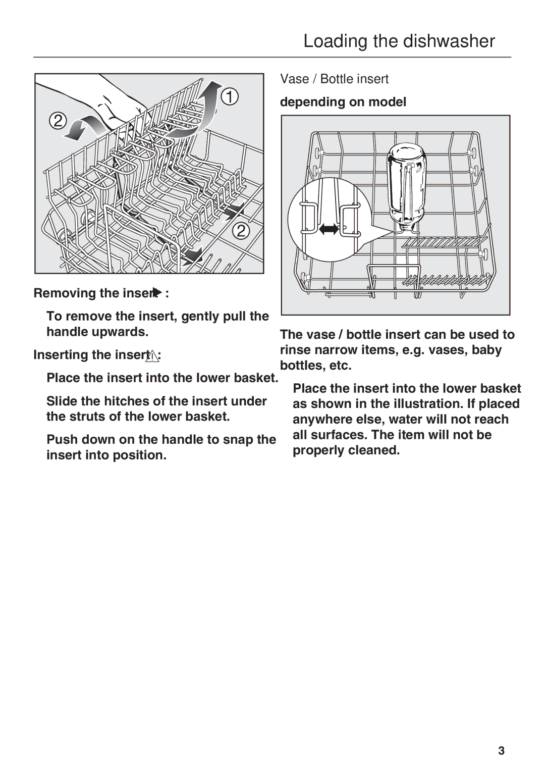 Miele G 2143 manual Vase / Bottle insert 