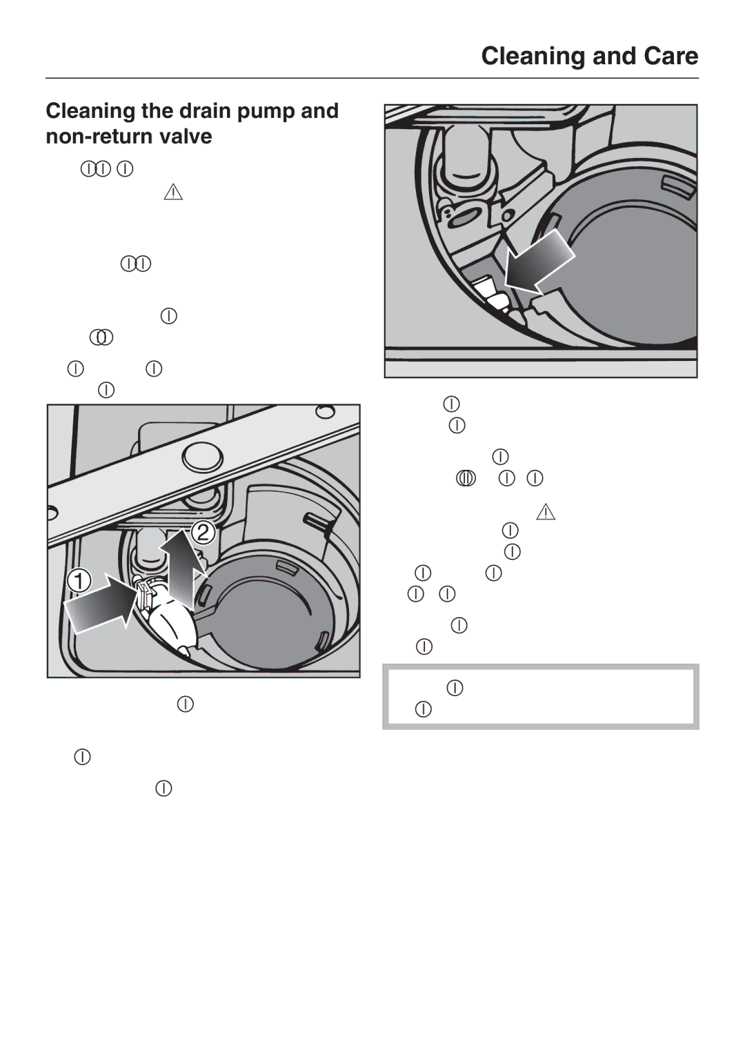 Miele G 2143 manual Cleaning the drain pump and non-return valve 