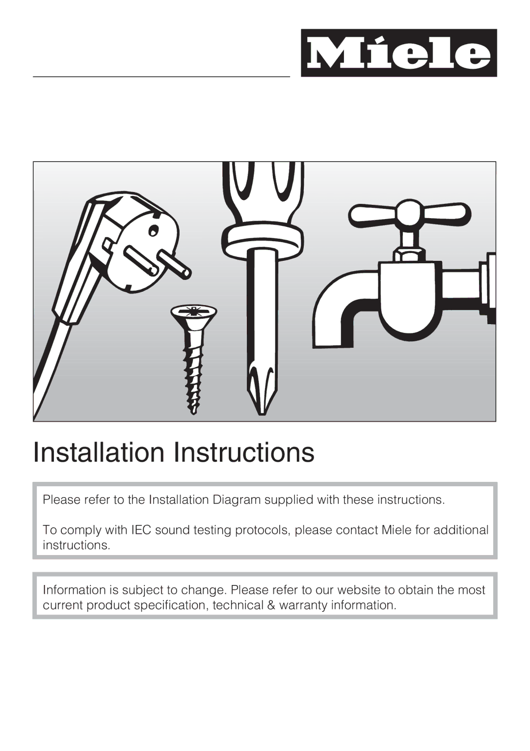 Miele G 1181, G 2181 operating instructions Installation Instructions 