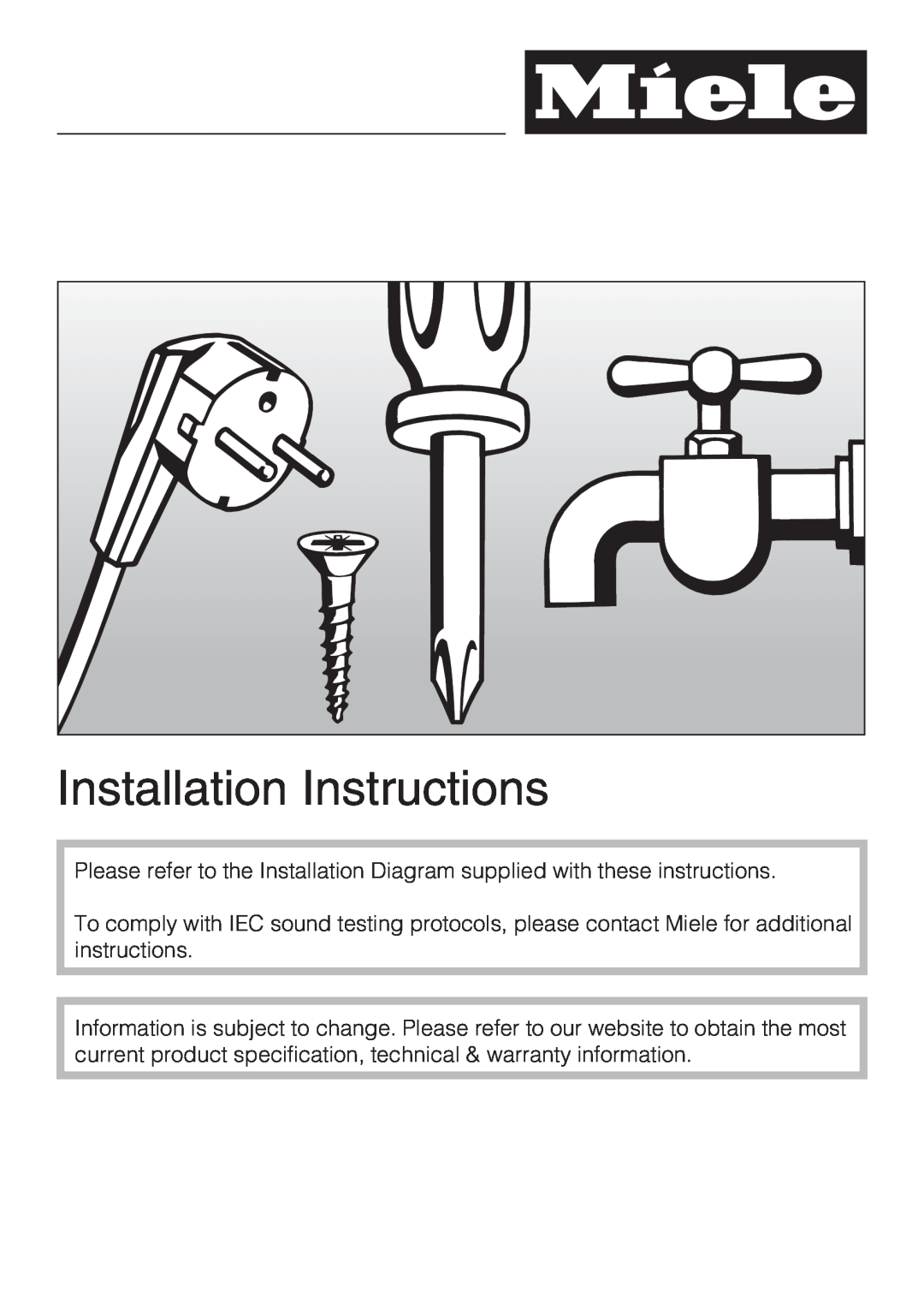 Miele G 1181, G 2181 operating instructions Installation Instructions 