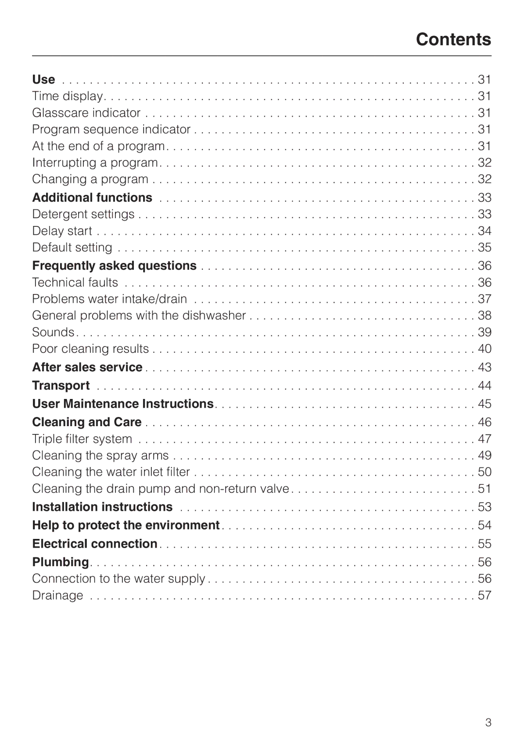 Miele G 2430, G 2420 manual Contents 