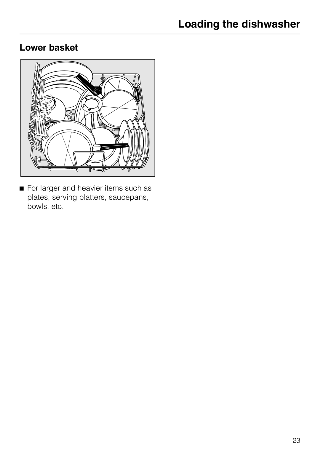 Miele G 2420 G 2430 operating instructions Lower basket 