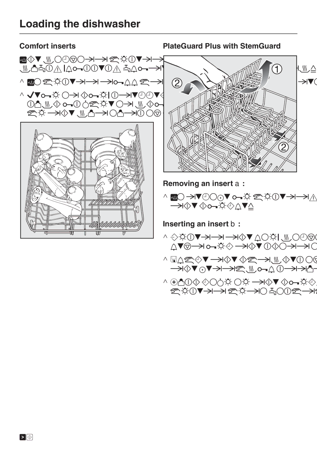 Miele G 2670 SC manual Comfort inserts, PlateGuard Plus with StemGuard Removing an insert a 