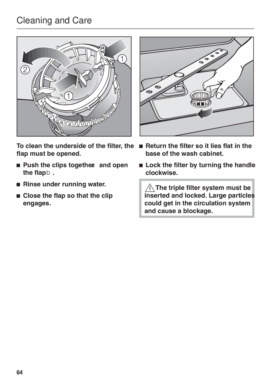 Miele G 2670 SC manual Cleaning and Care 