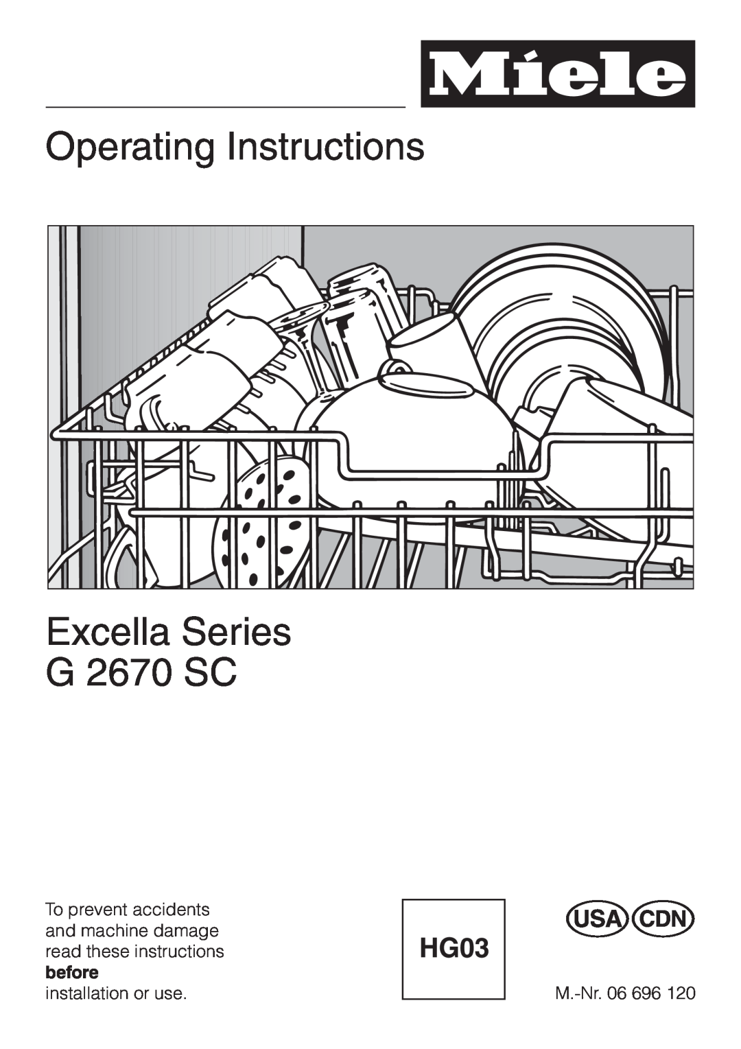 Miele manual Operating Instructions Excella Series G 2670 SC 