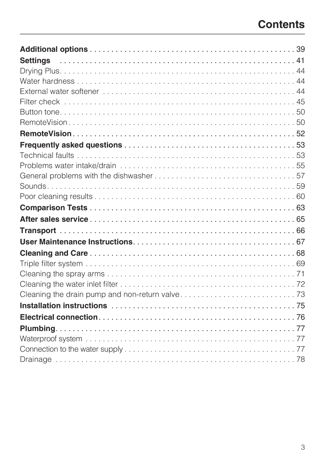 Miele G 2832 manual Contents 