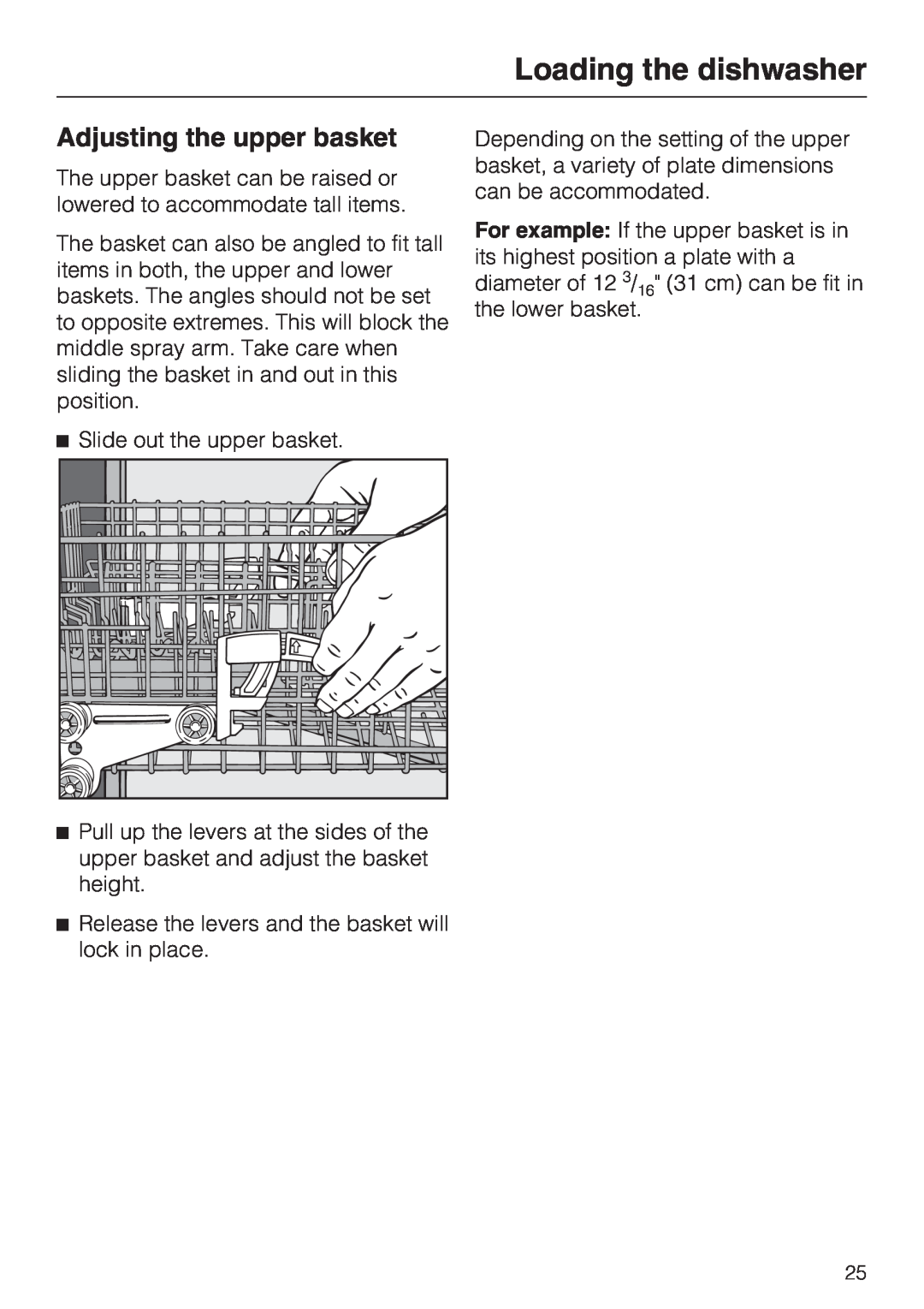 Miele G 2872 operating instructions Adjusting the upper basket, Loading the dishwasher 
