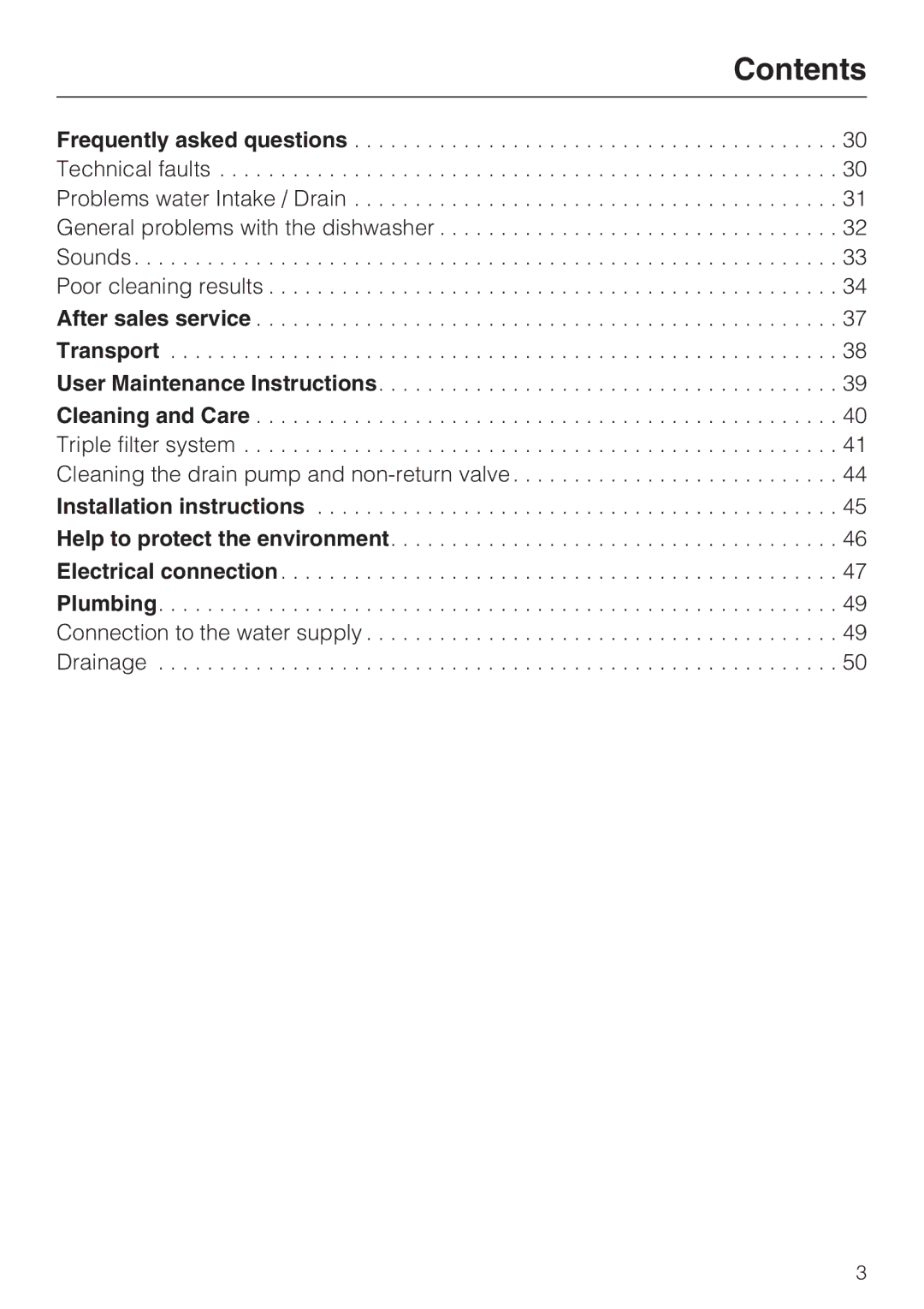 Miele G 4205 operating instructions Contents 