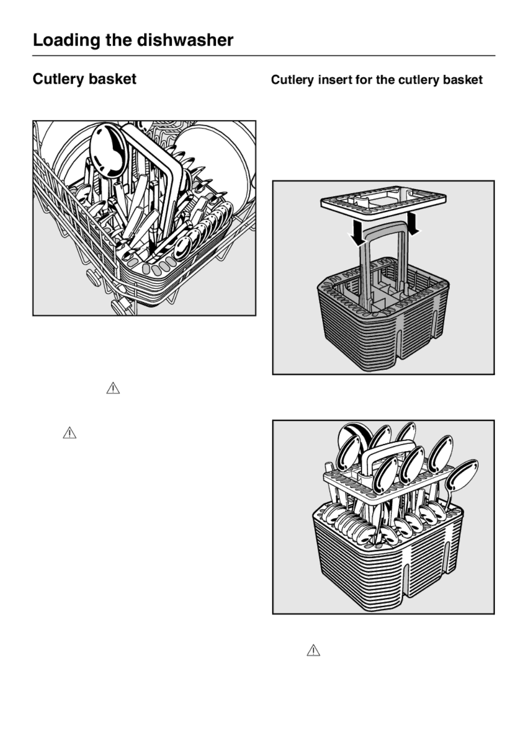 Miele G 4225, G 4220 operating instructions Cutlery basket, Cutlery insert for the cutlery basket 