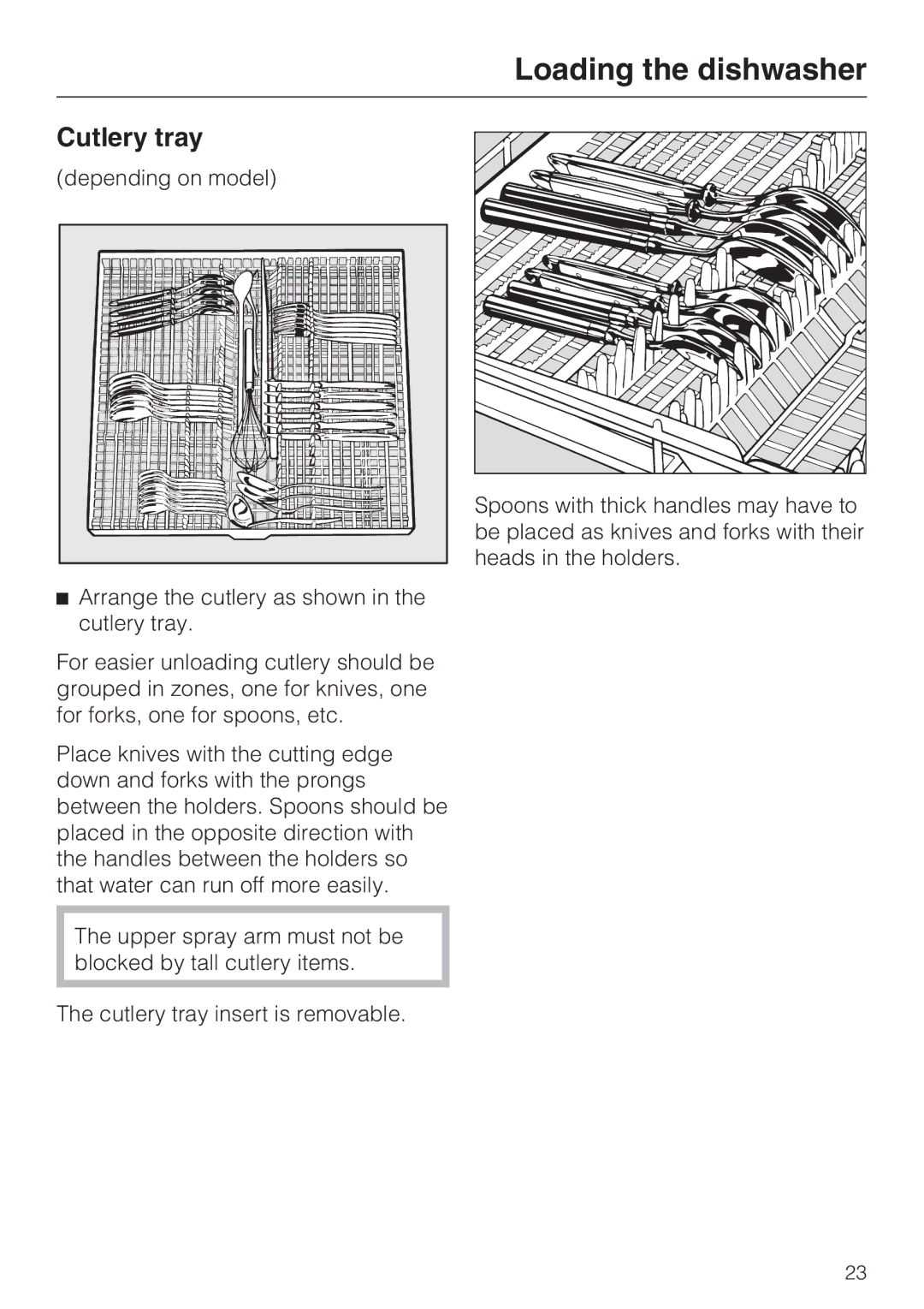 Miele G 4220, G 4225 manual Cutlery tray 