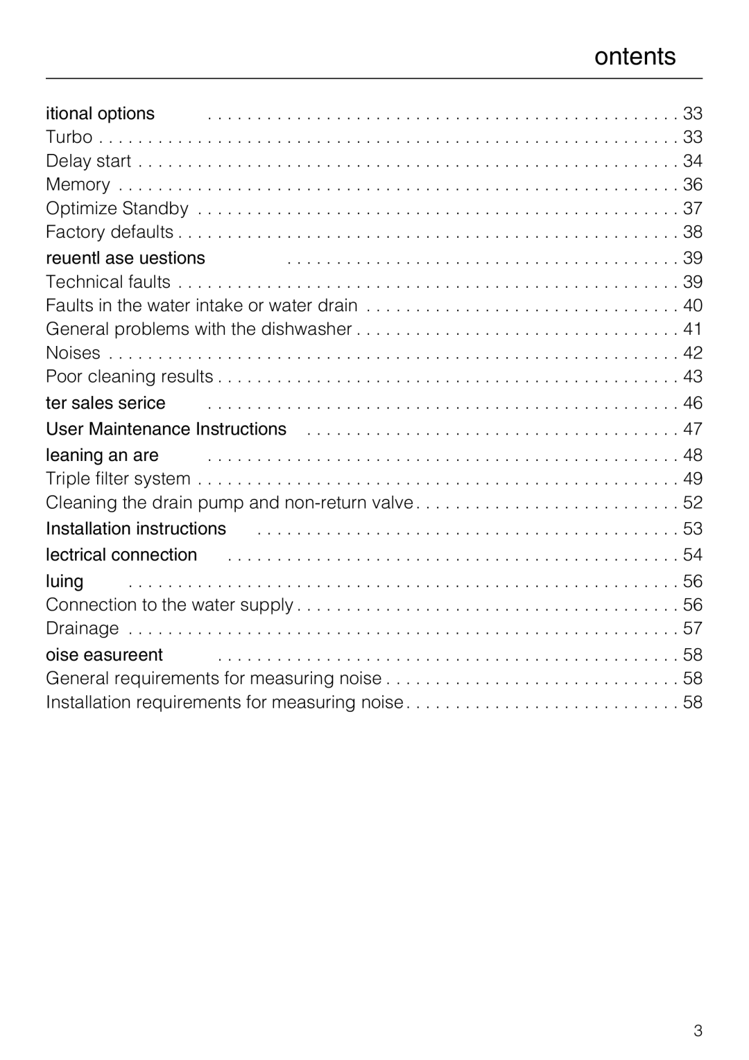 Miele G 4220, G 4225 manual Contents 