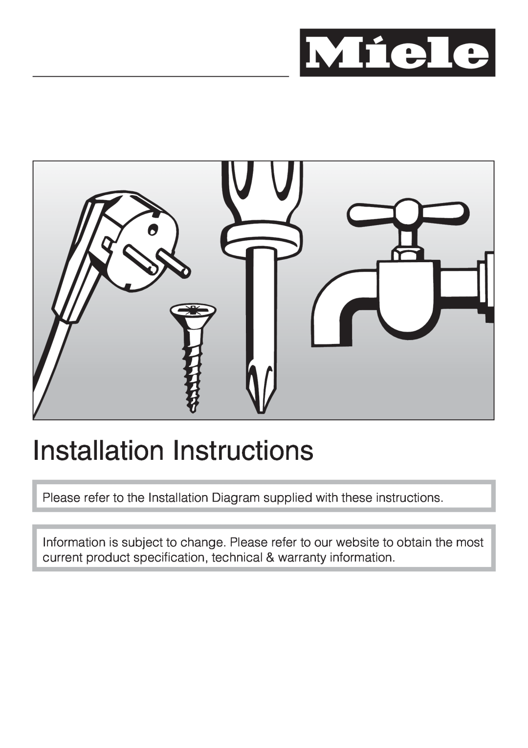Miele G 4220, G 4225 manual Installation Instructions 