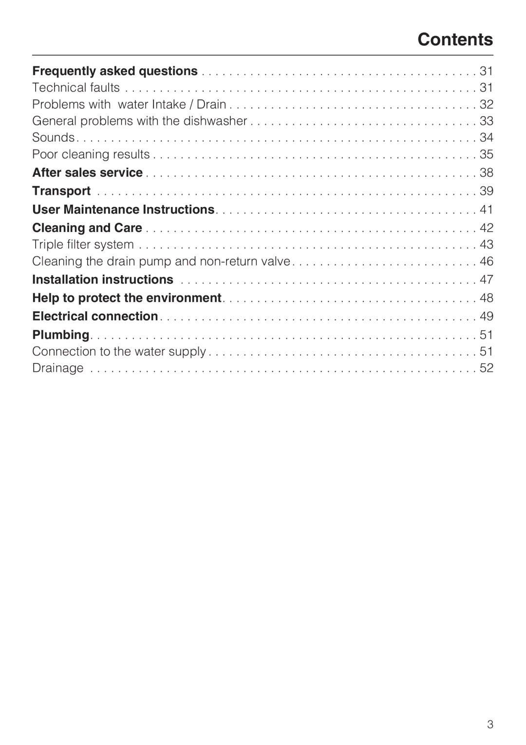 Miele G 4270, G 4275 manual Contents 