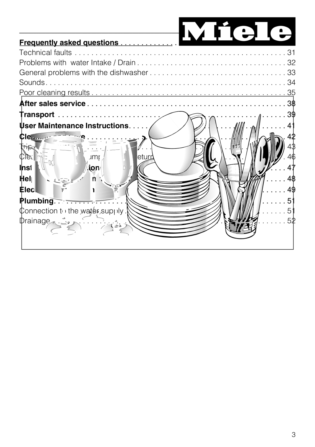 Miele G 4270, G 4275 manual Contents 