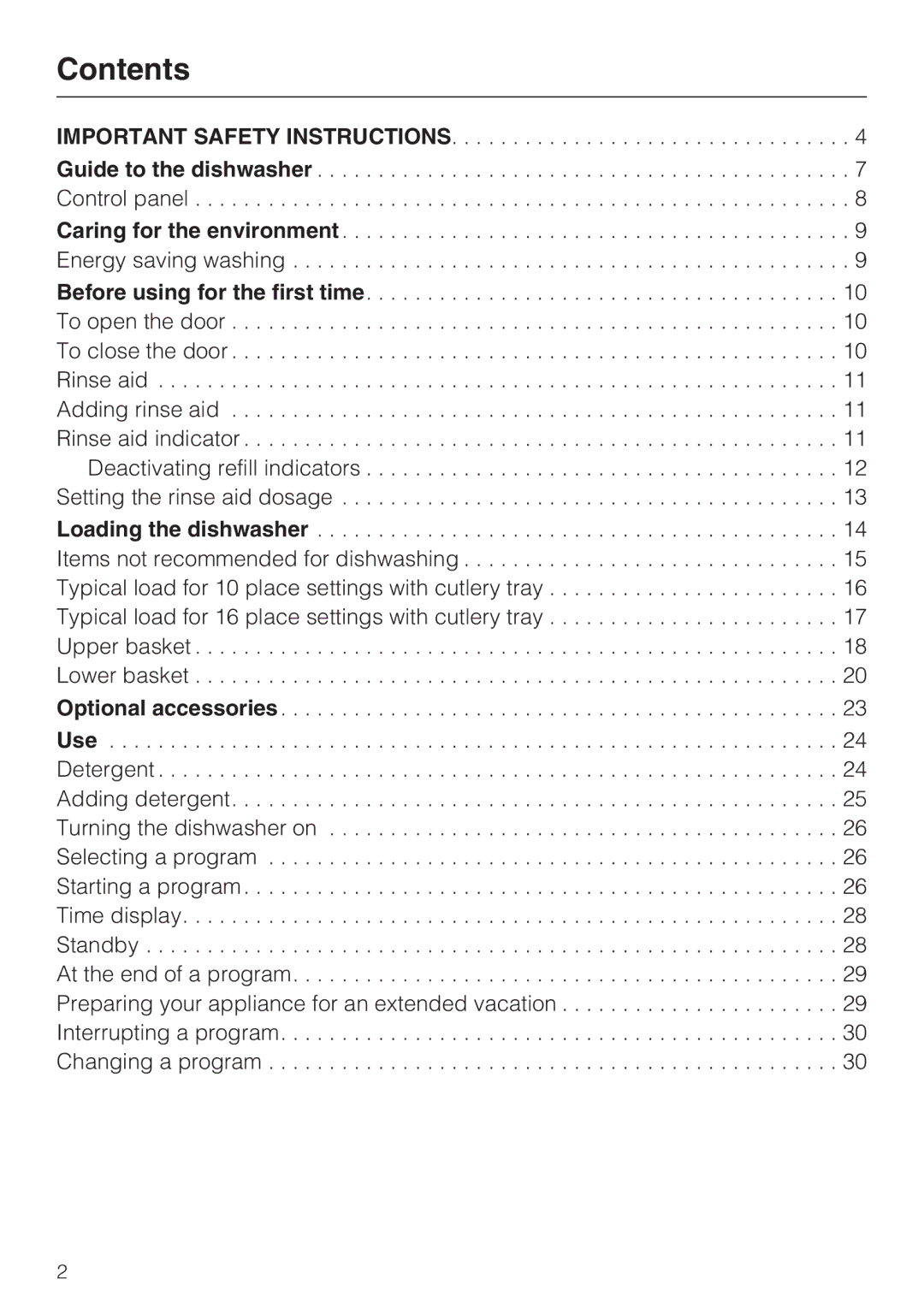 Miele G 4281, G 4286 manual Contents 