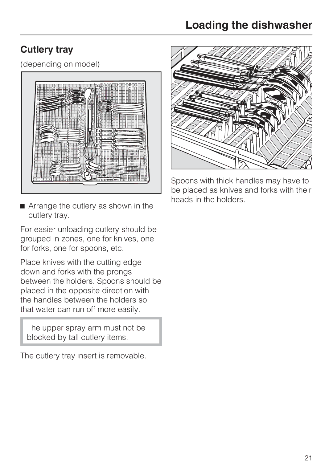 Miele G 4286, G 4281 manual Cutlery tray 