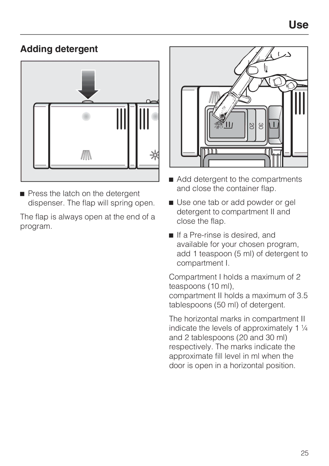 Miele G 4286, G 4281 manual Adding detergent 