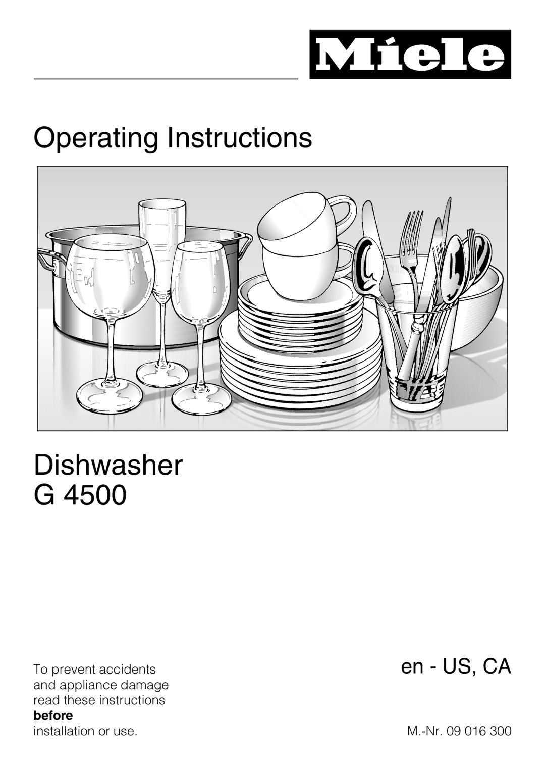 Miele G 4500 manual Operating Instructions Dishwasher 4500 