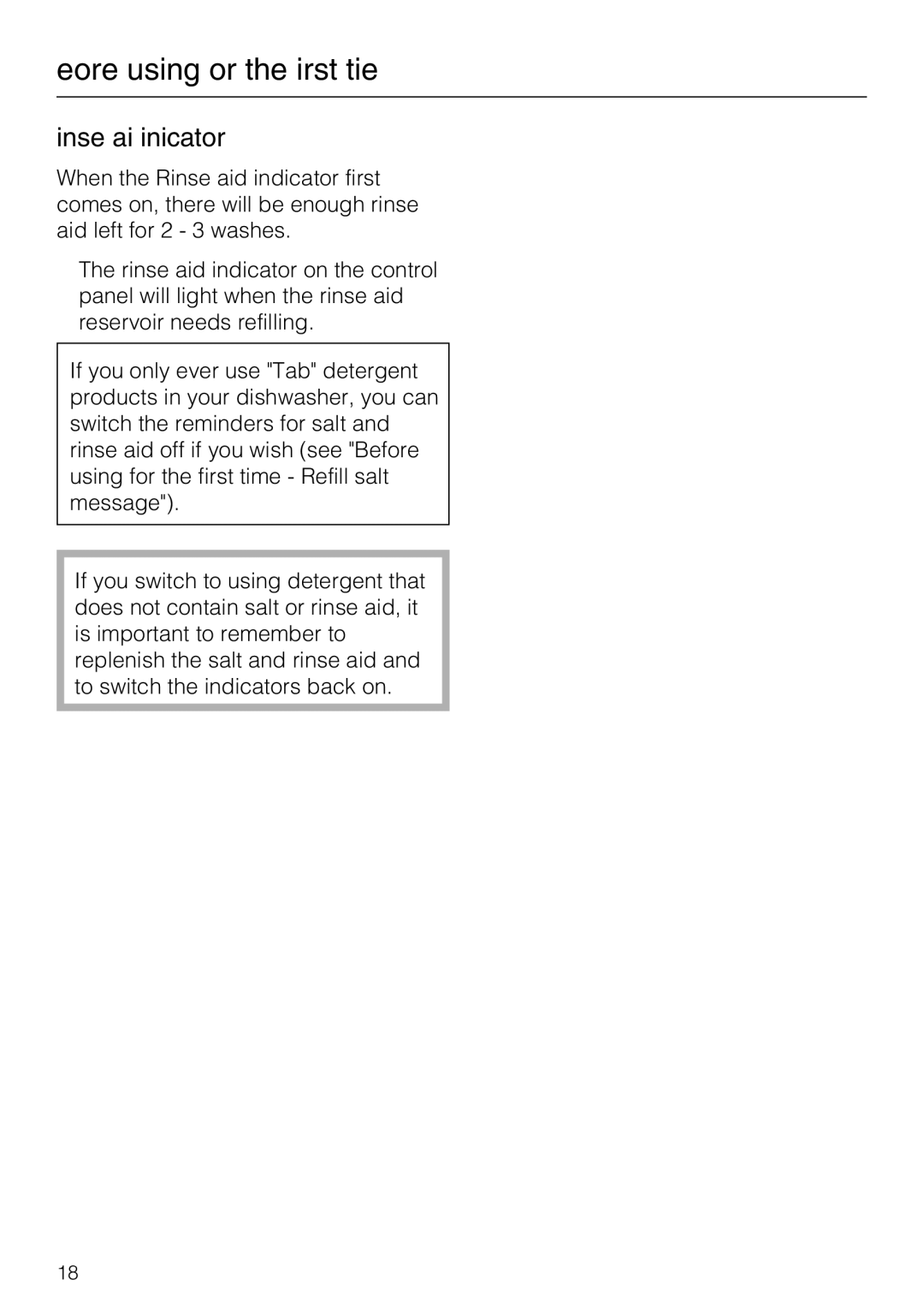 Miele G 5225, G 5220 operating instructions Rinse aid indicator 