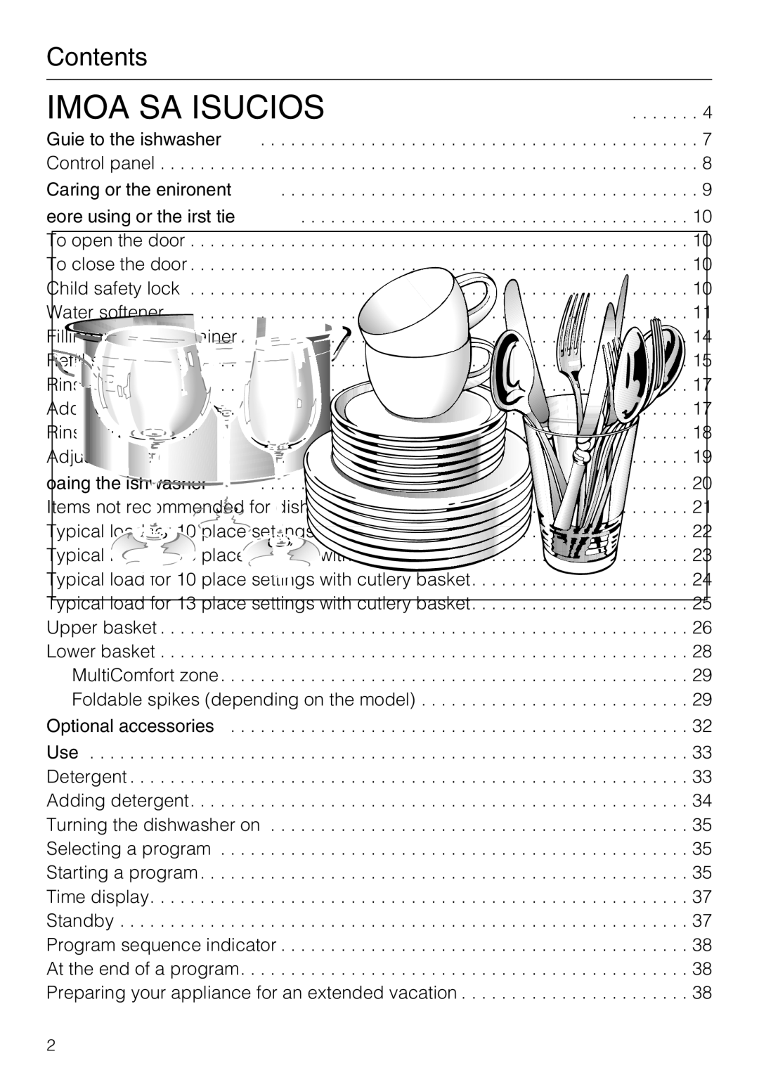 Miele G 5225, G 5220 manual Important Safety Instructions, Contents 