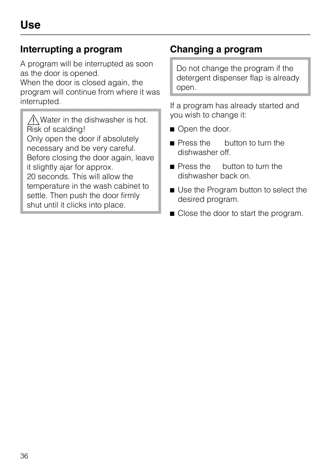 Miele G 5285, G 5280 manual Interrupting a program, Changing a program 