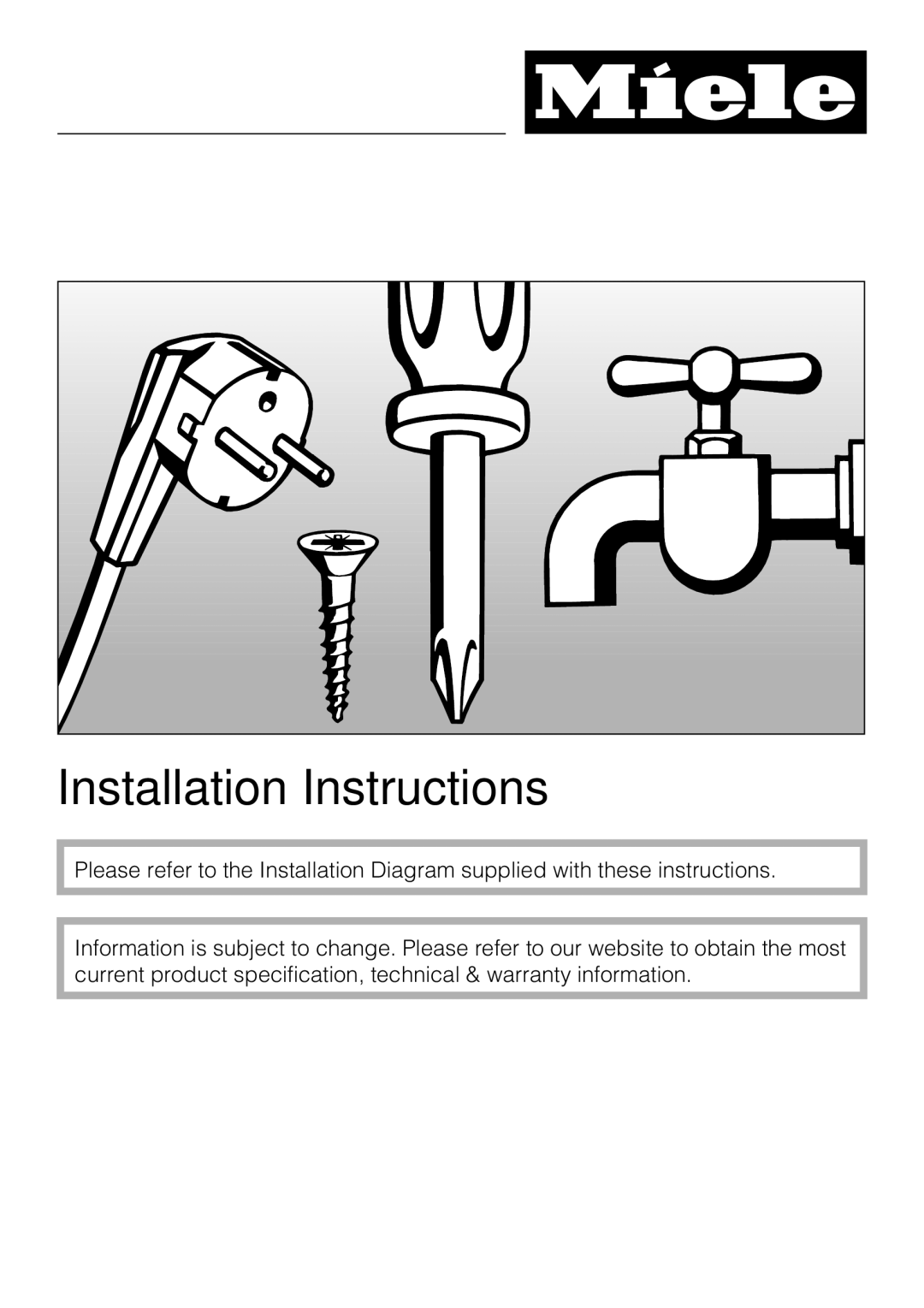 Miele G 5280, G 5285 manual Installation Instructions 