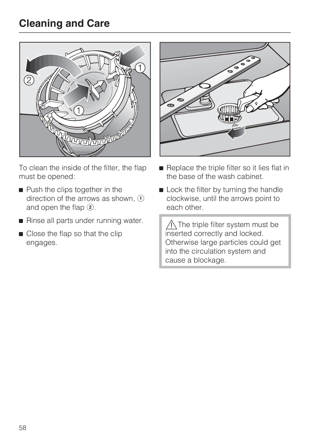 Miele G 5500, G 5510, G 5505, G 5515 manual Cleaning and Care 