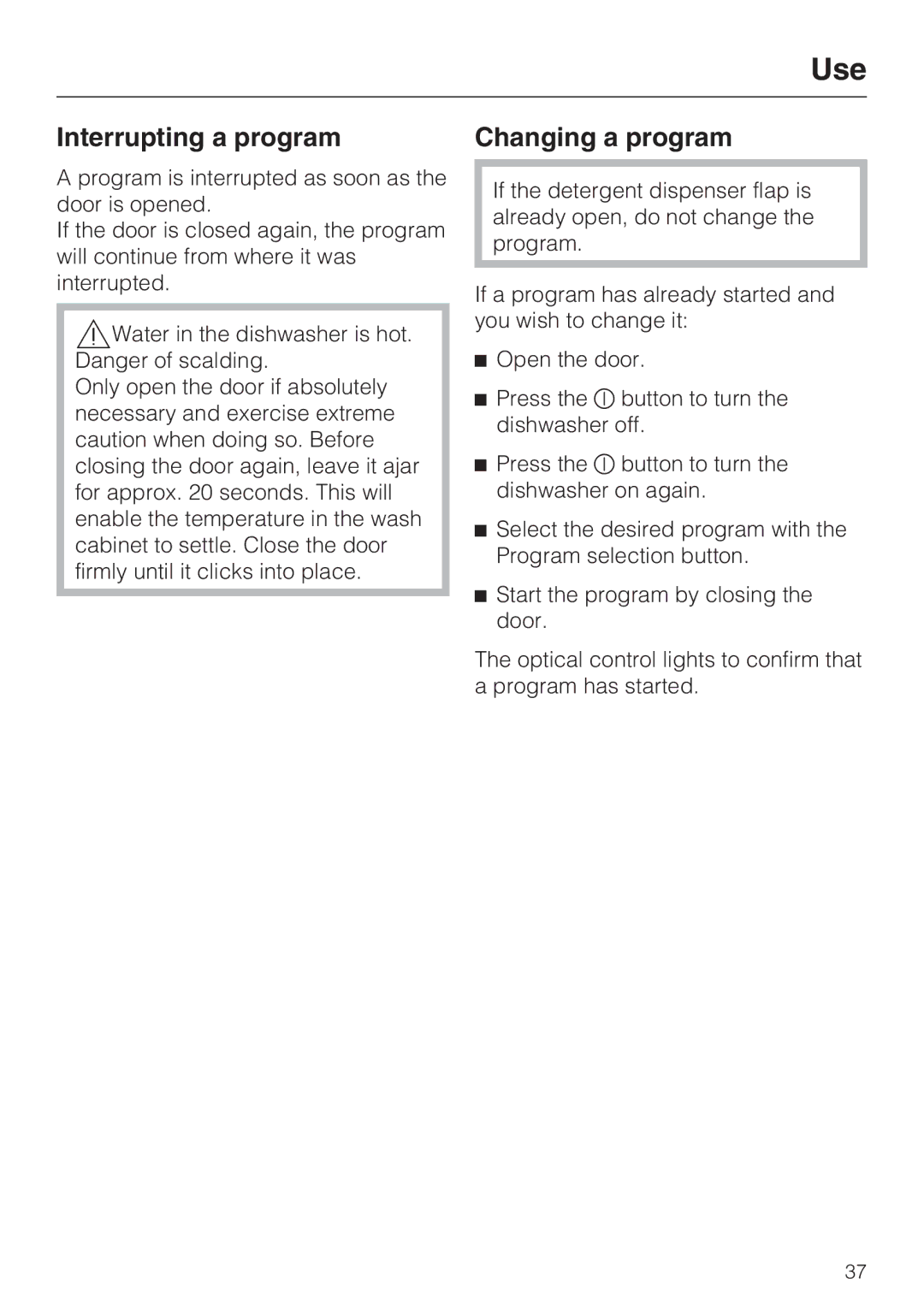 Miele G 5575, G 5570 manual Interrupting a program, Changing a program 