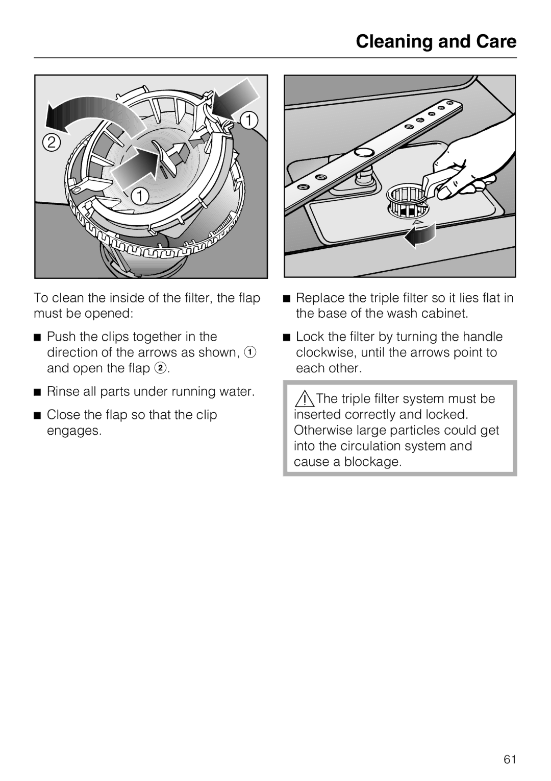 Miele G 5575, G 5570 operating instructions Cleaning and Care 