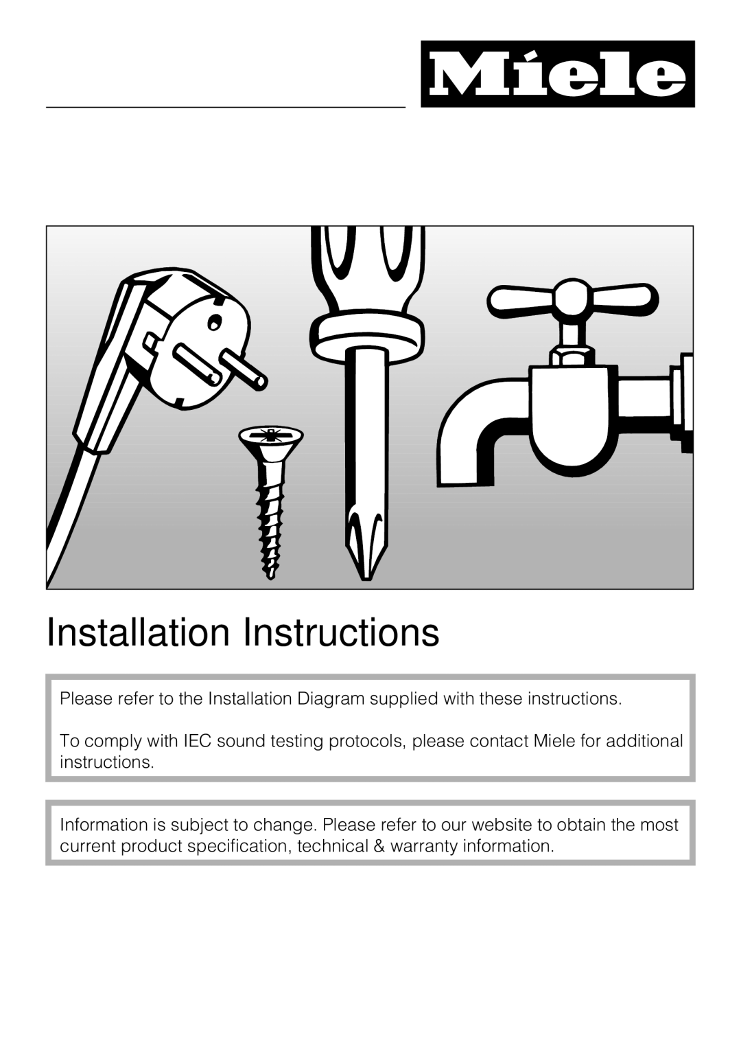 Miele G 5575, G 5570 operating instructions Installation Instructions 