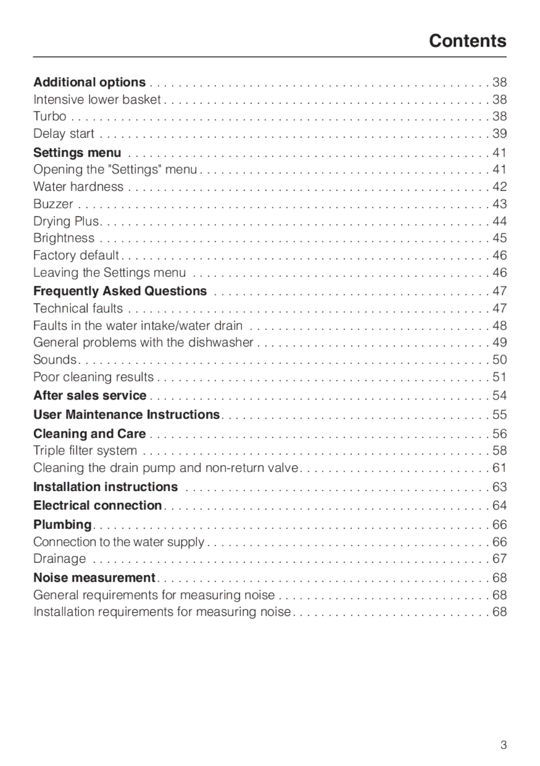 Miele G 5670, G 5675 manual Contents 