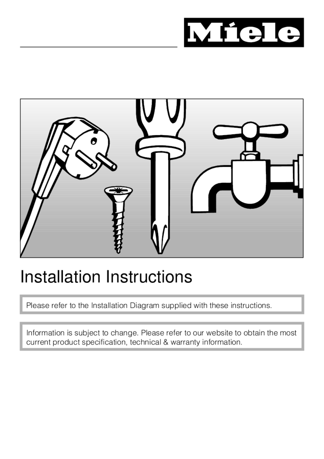 Miele G 5670, G 5675 manual Installation Instructions 