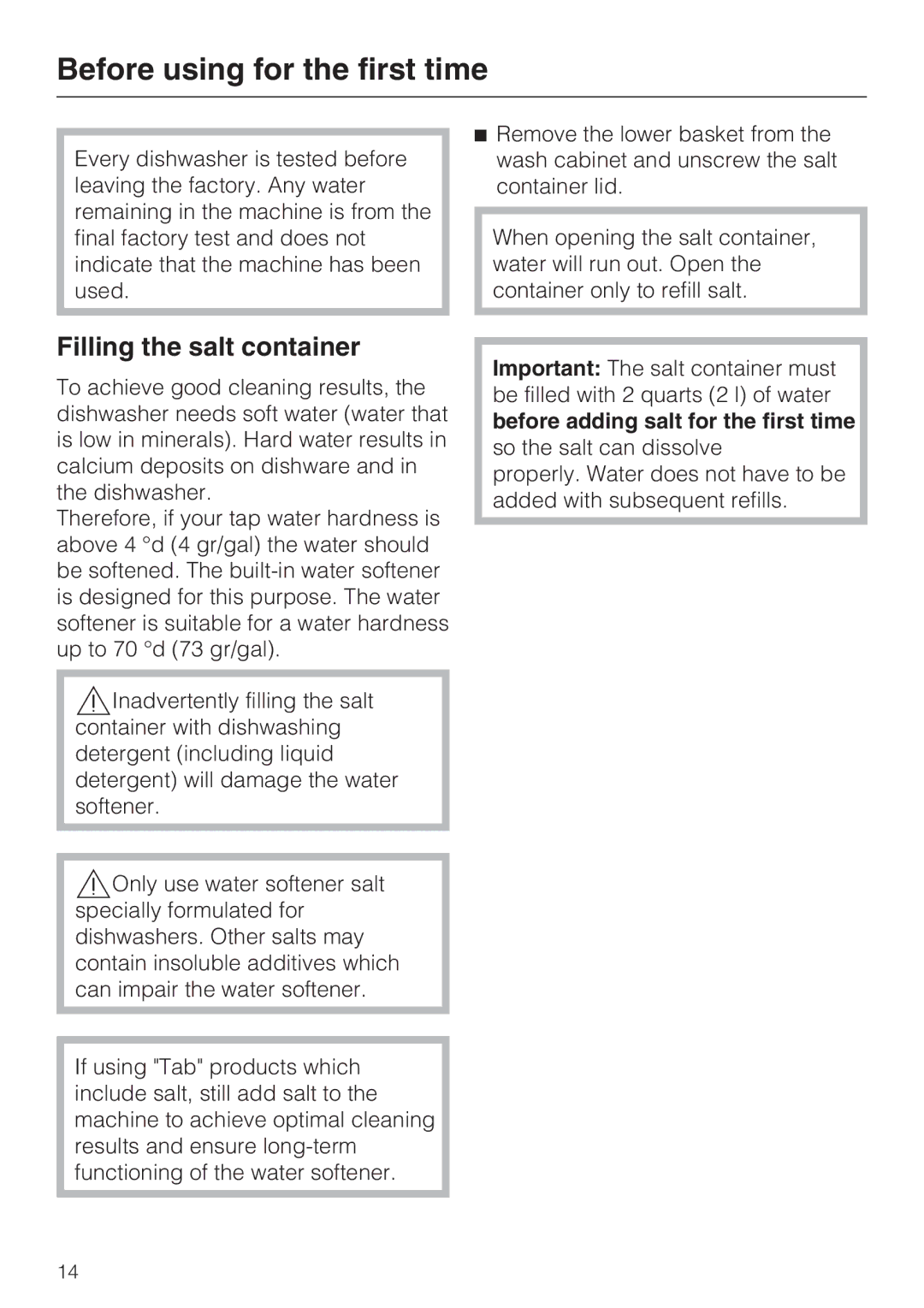 Miele G 5675, G 5670 manual Filling the salt container 