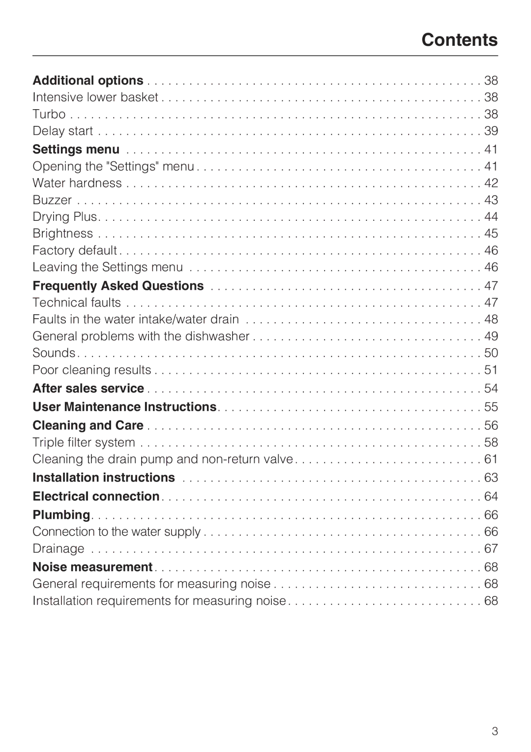 Miele G 5670, G 5675 manual Contents 