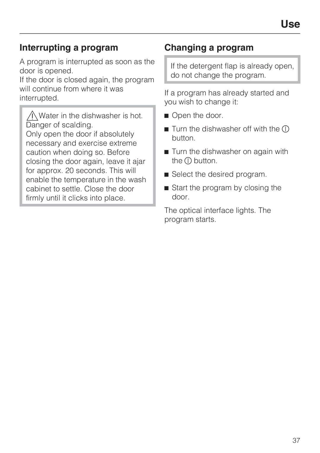 Miele G 5670, G 5675 manual Interrupting a program, Changing a program 