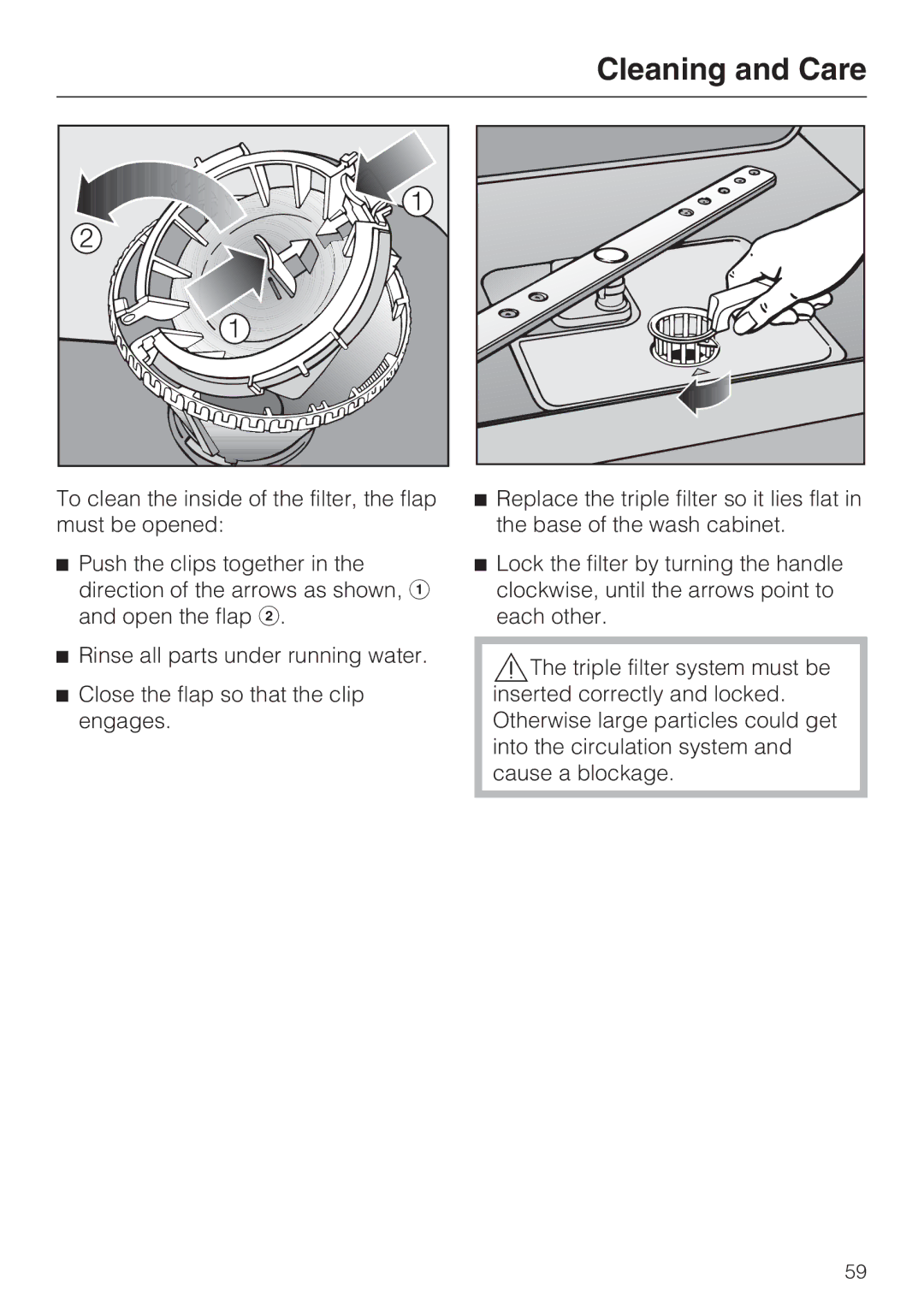 Miele G 5670, G 5675 manual Cleaning and Care 