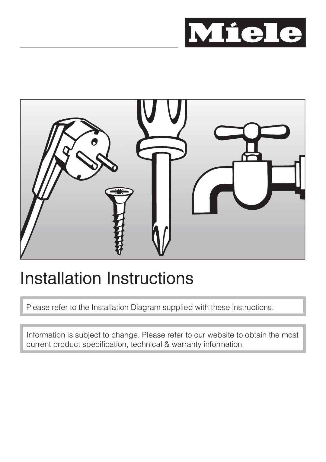 Miele G 5670, G 5675 manual Installation Instructions 