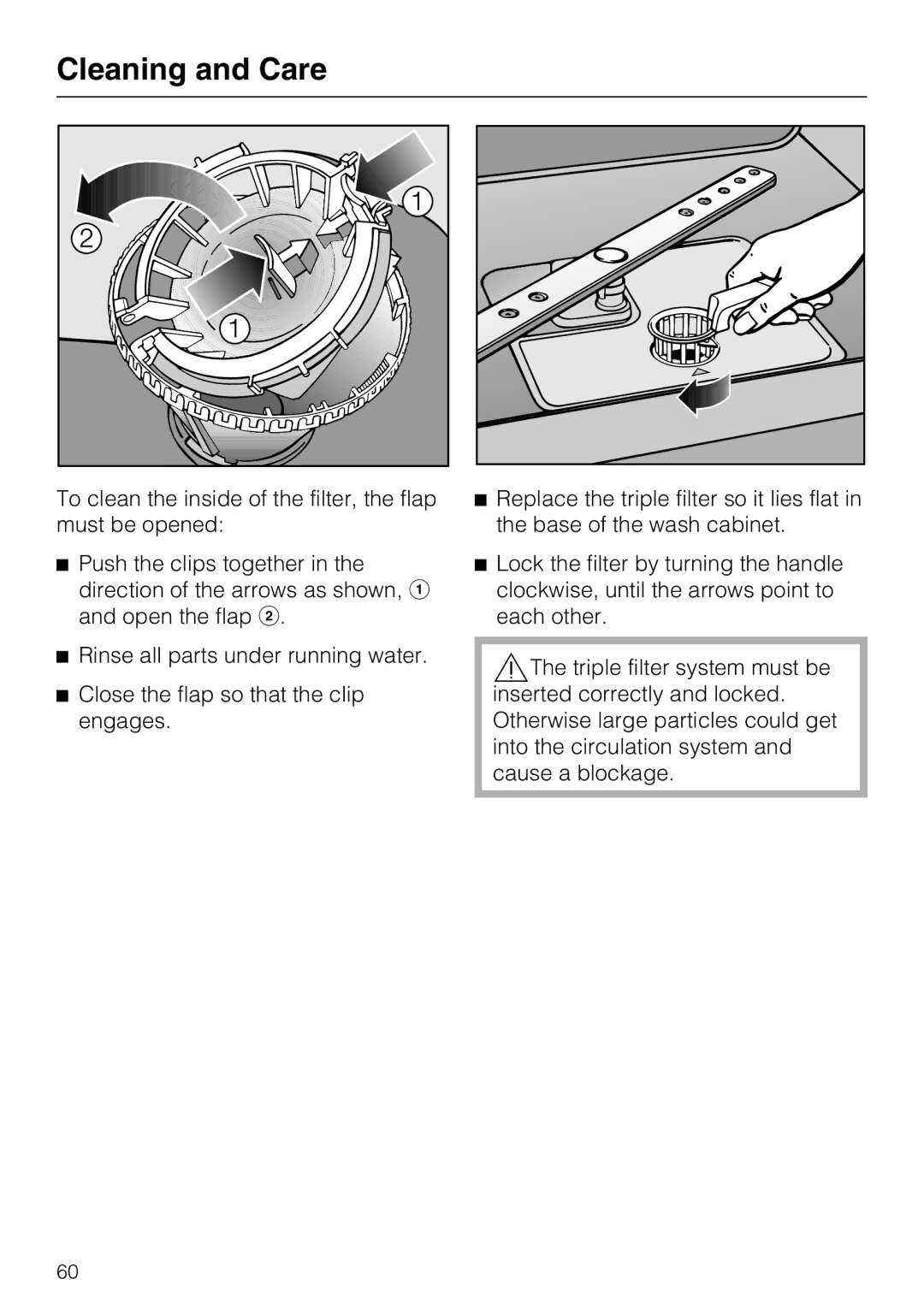 Miele G 5705, G 5700 operating instructions Cleaning and Care 