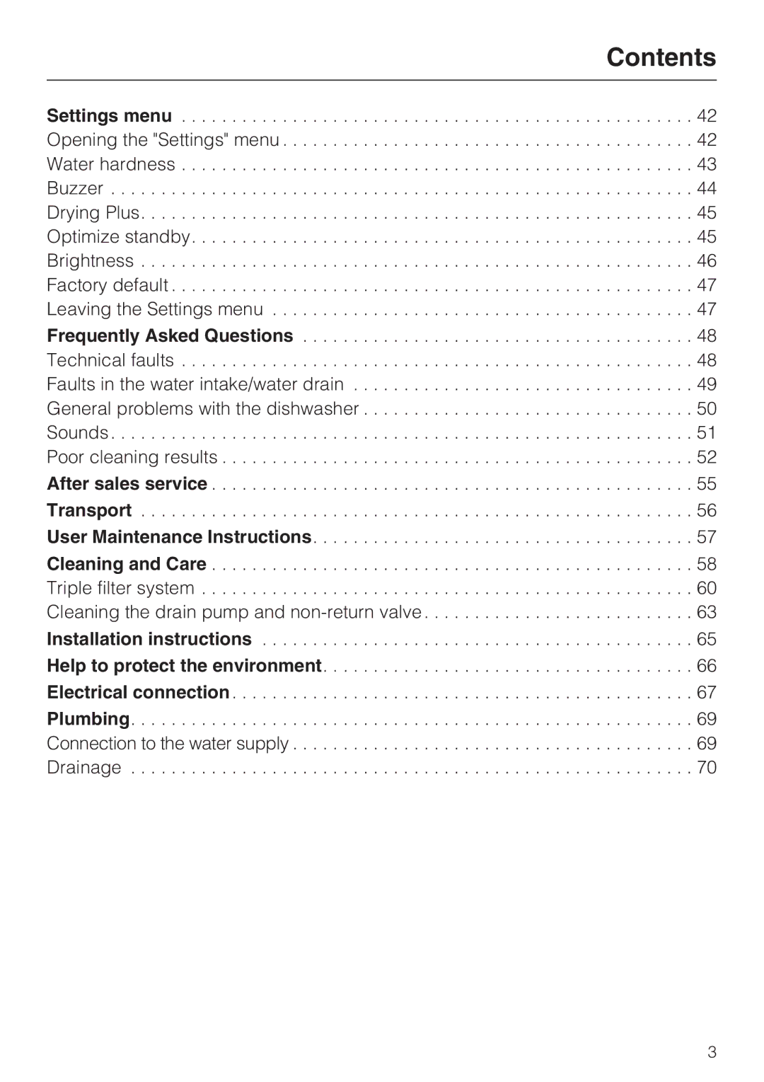 Miele G 5770, G 5775 manual Contents 