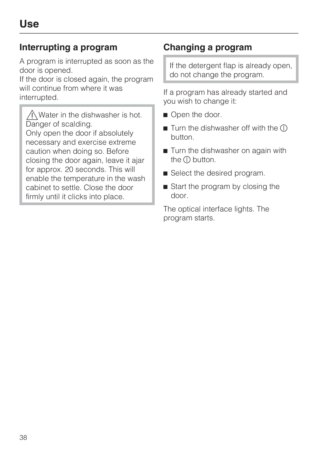 Miele G 5775, G 5770 manual Interrupting a program, Changing a program 