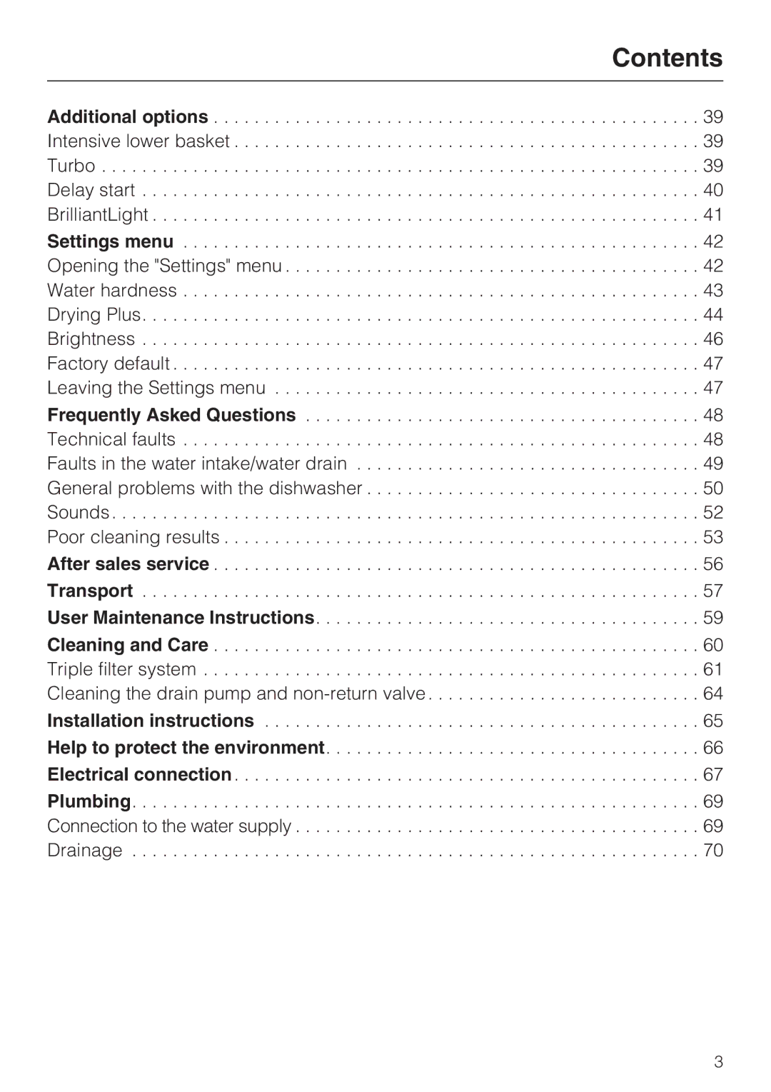 Miele G 5815, G 5810 manual Contents 